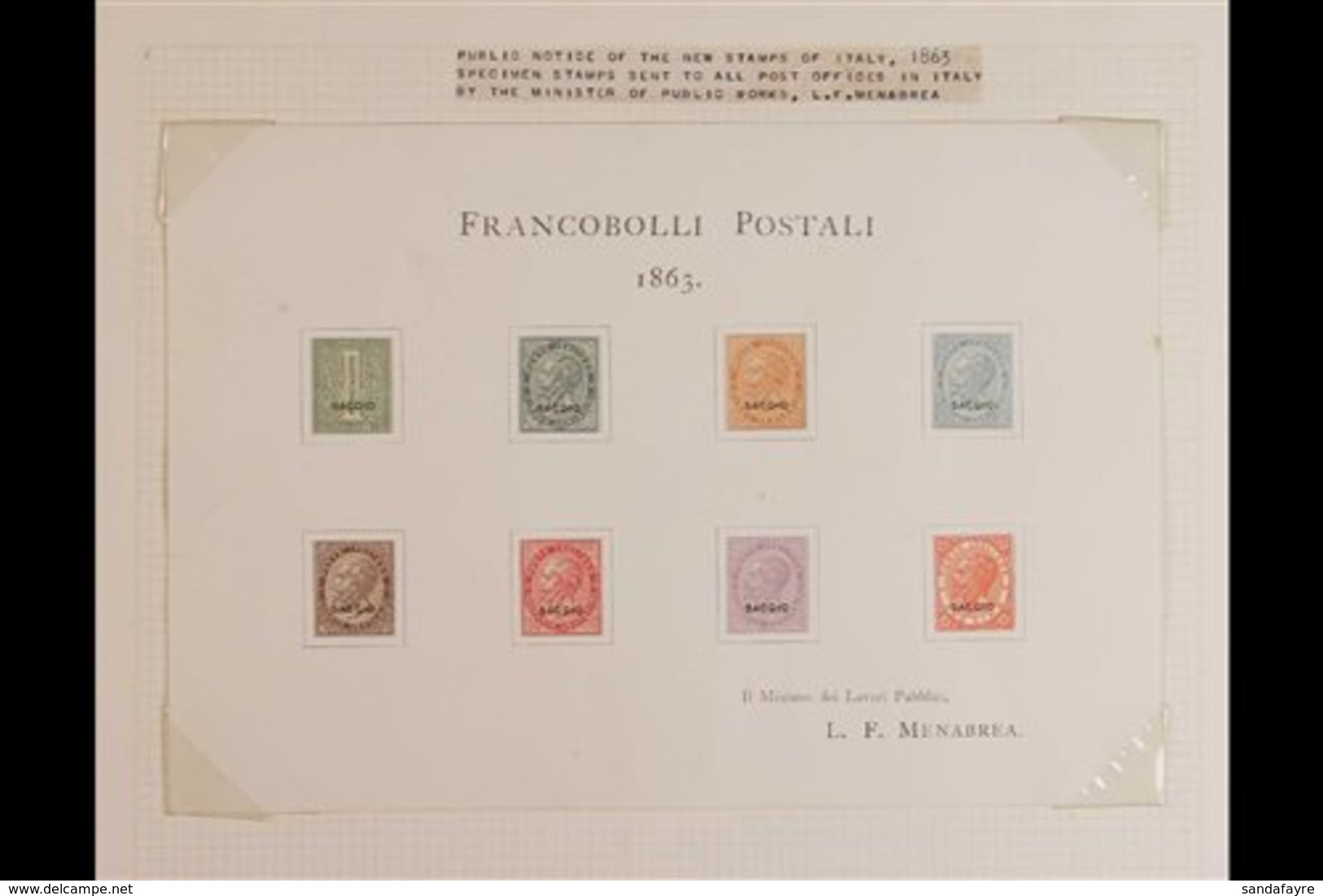 1863 SPECIALISED VICTOR EMANUEL II COLLECTION Fabulous Collection Starting With The Menabrea Proof Sheet With The Comple - Unclassified