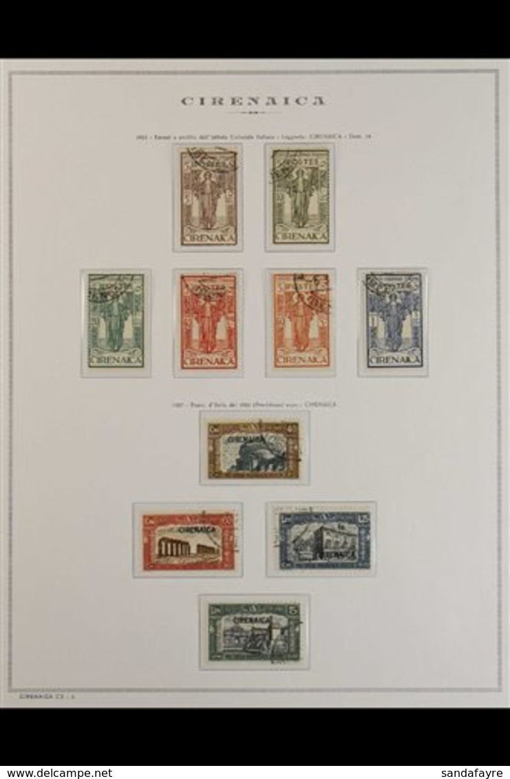 CYRENAICA 1924-1934 ATTRACTIVE ALL DIFFERENT USED COLLECTION On Hingeless Printed Leaves. With 1924 Manzoni Set To 30c,  - Other & Unclassified