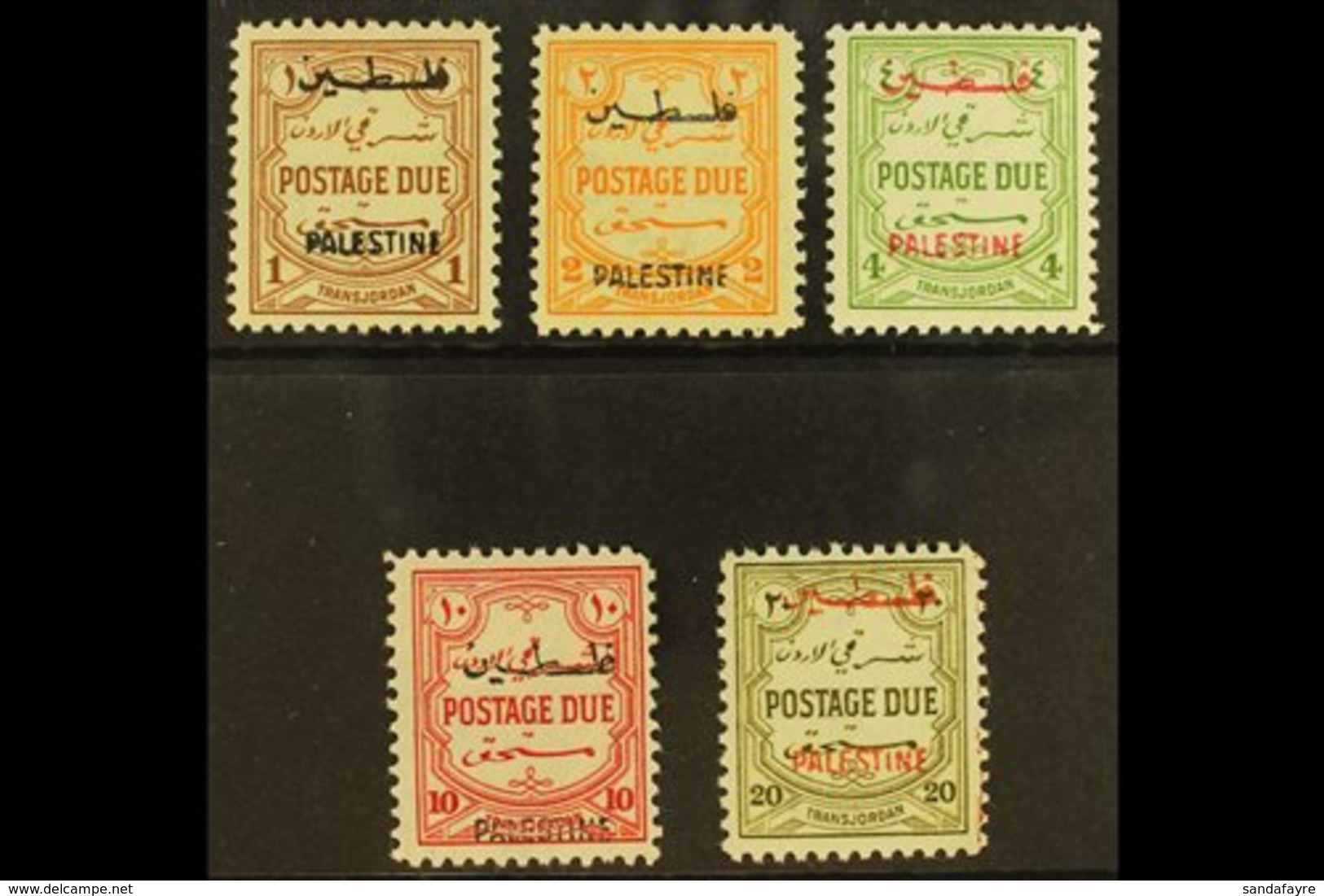 OCCUPATION OF PALESTINE 1948 Postage Due Set, Perf 12, Complete, SG PD25/9, Very Fine And Fresh Mint. (5 Stamps) For Mor - Giordania