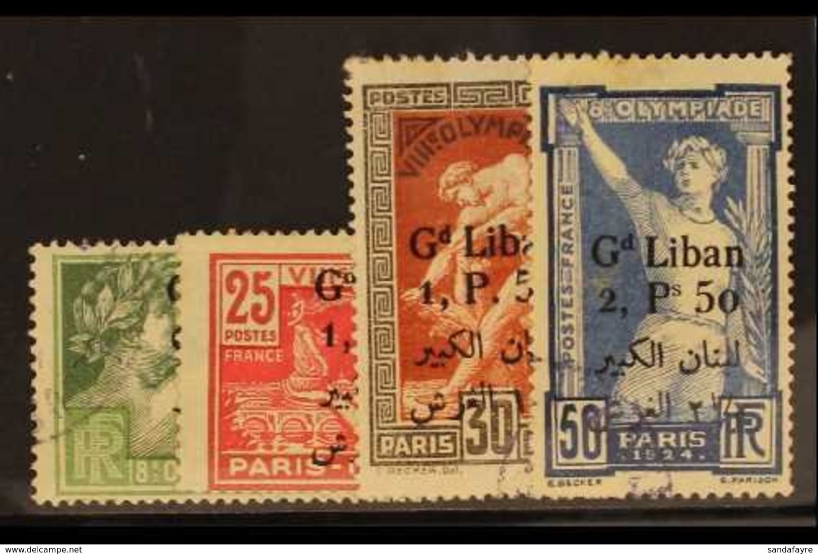 1924 Olympic Games Set Surcharged Bi-lingually, SG 49/52, 49/52, Very Fine Used. (4 Stamps) For More Images, Please Visi - Líbano