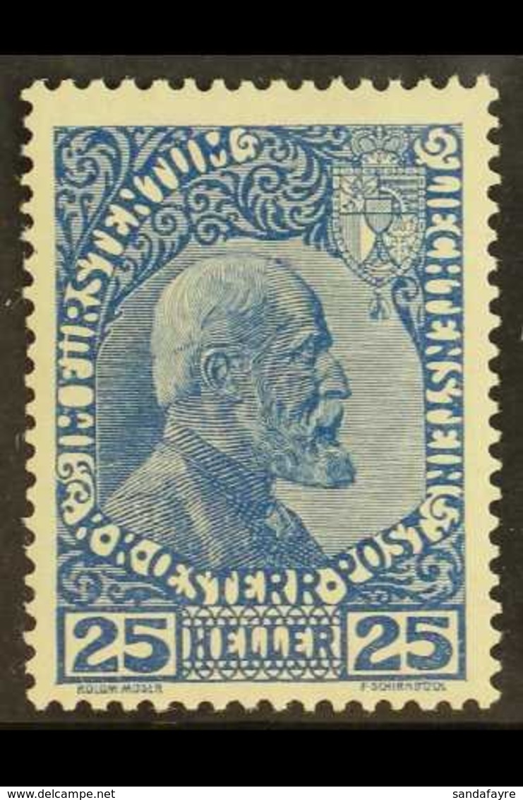 1915 25h Johann II Dark Cobalt On Normal Paper, Mi 3ya, Very Fine Lightly Hinged Mint. Cat €600 (£450) For More Images,  - Otros & Sin Clasificación