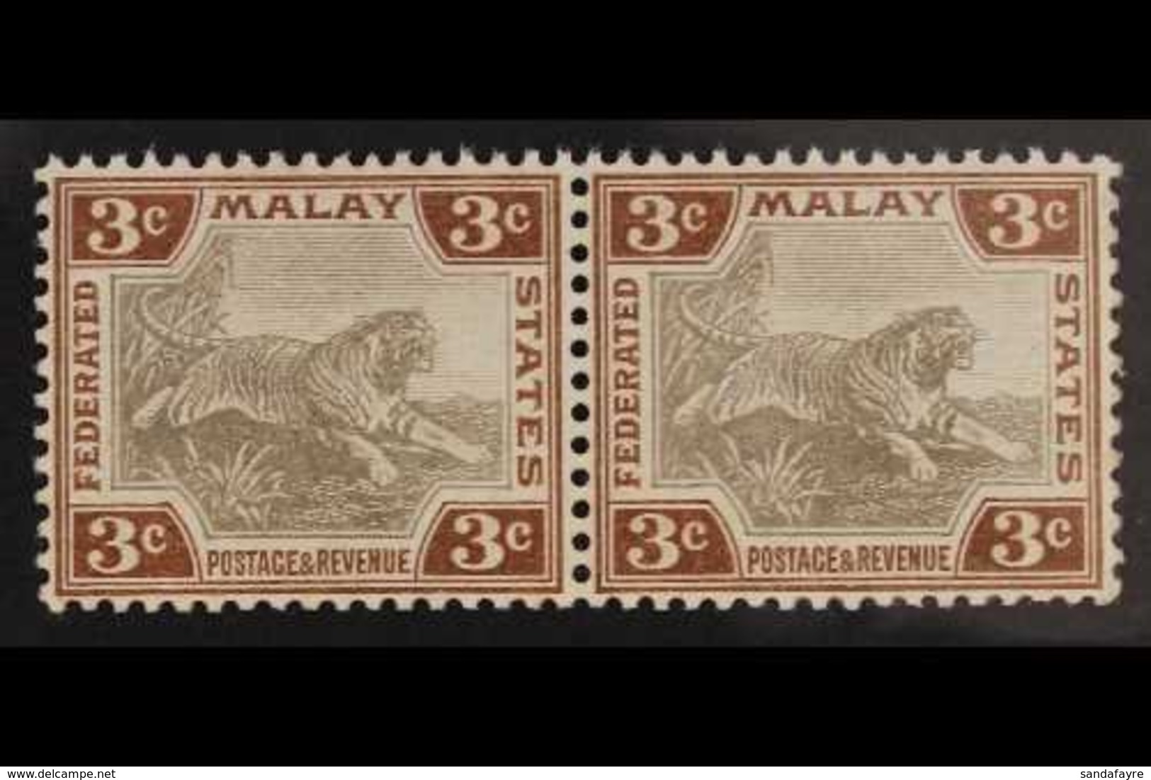 FEDERATED MALAY STATES 1904-22 3c Grey And Brown, SG 32, HORIZONTAL PAIR Very Fine NEVER HINGED MINT. For More Images, P - Autres & Non Classés