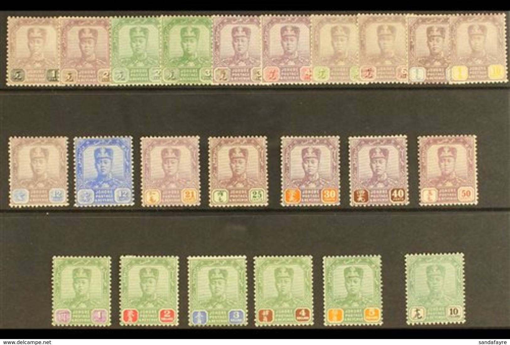 JOHORE 1922 - 41 Sultan Set To $10, Wmk Script, SG 103 - 25, Fine To Very Fine Mint. (23 Stamps) For More Images, Please - Altri & Non Classificati