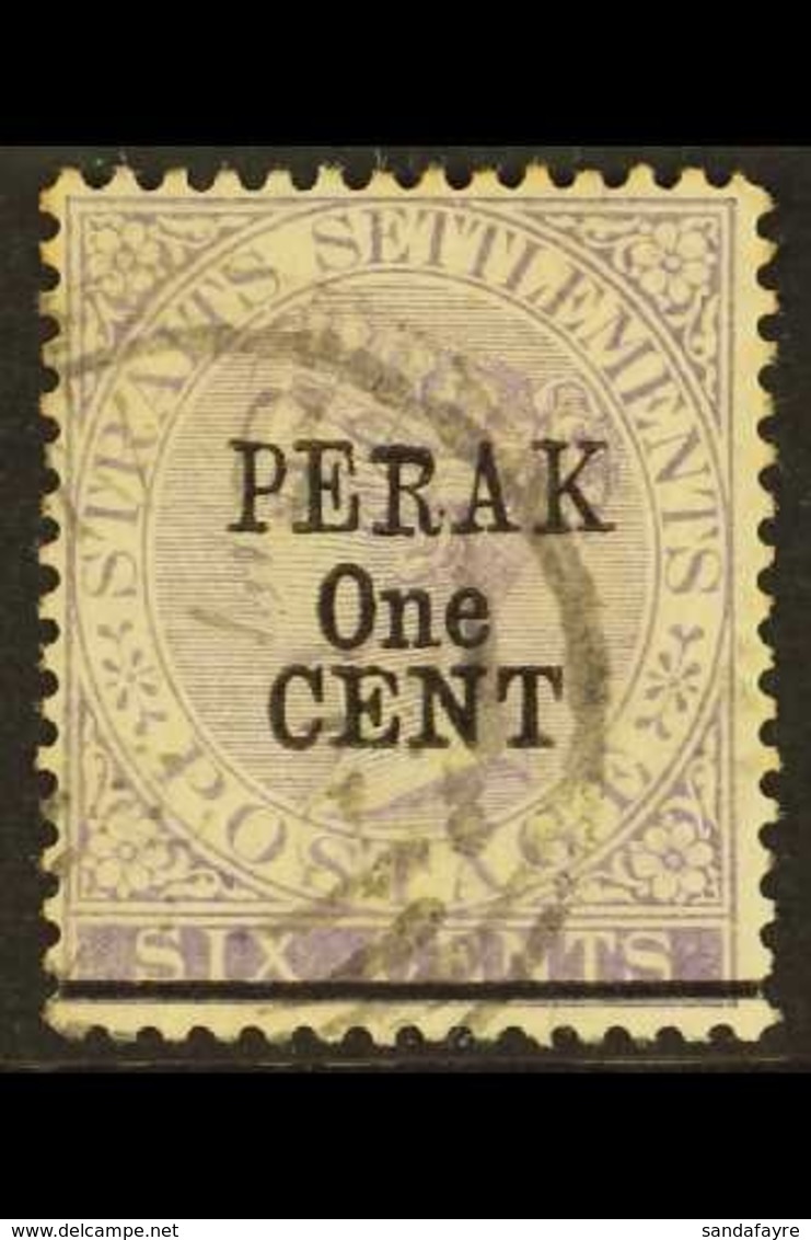 PERAK 1891 1c On 6c Lilac, Variety "Short R", SG 46a, Very Fine Used. For More Images, Please Visit Http://www.sandafayr - Other & Unclassified