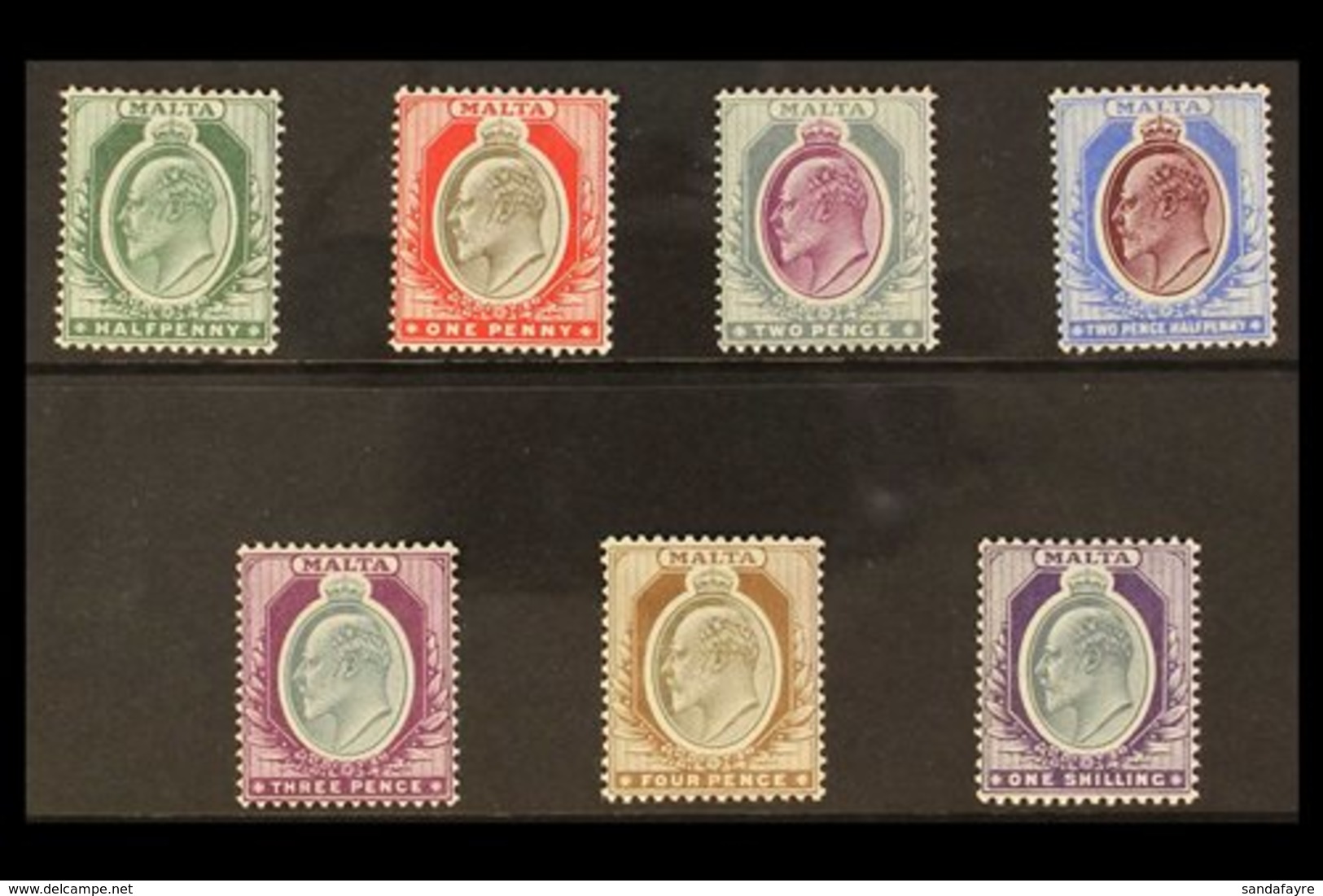 1903-04 KEVII (wmk Crown CA) Complete Set, SG 38/44, Very Fine Mint (7 Stamps) For More Images, Please Visit Http://www. - Malta (...-1964)