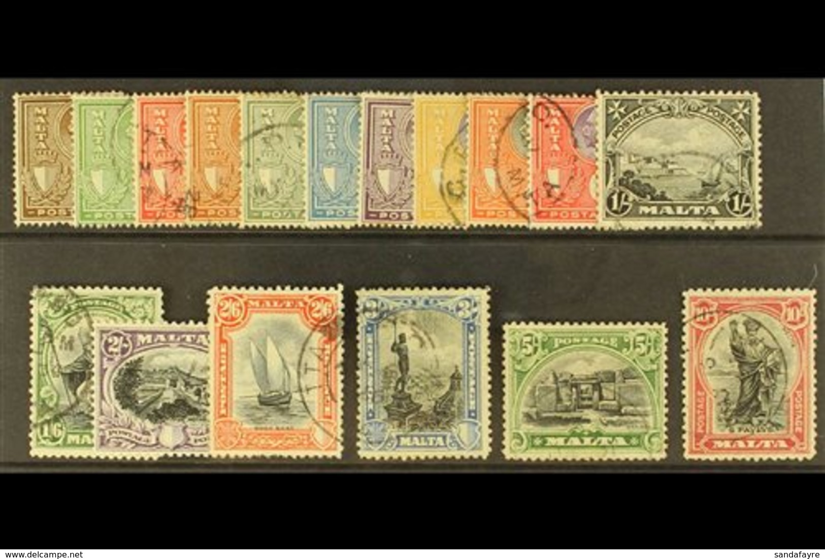 1926 St Paul Set Inscribed "Postage", SG 157/72, Good To Fine Used (¼d Unused). (17 Stamps) For More Images, Please Visi - Malta (...-1964)