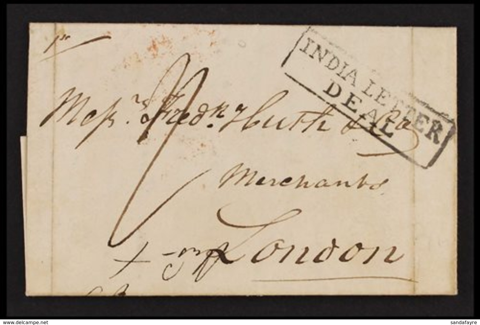 1833 (Nov) Entire Letter From Port Louis To Huth In London,  Without Despatch Markings, And Showing Fine Black "INDIA LE - Mauritius (...-1967)