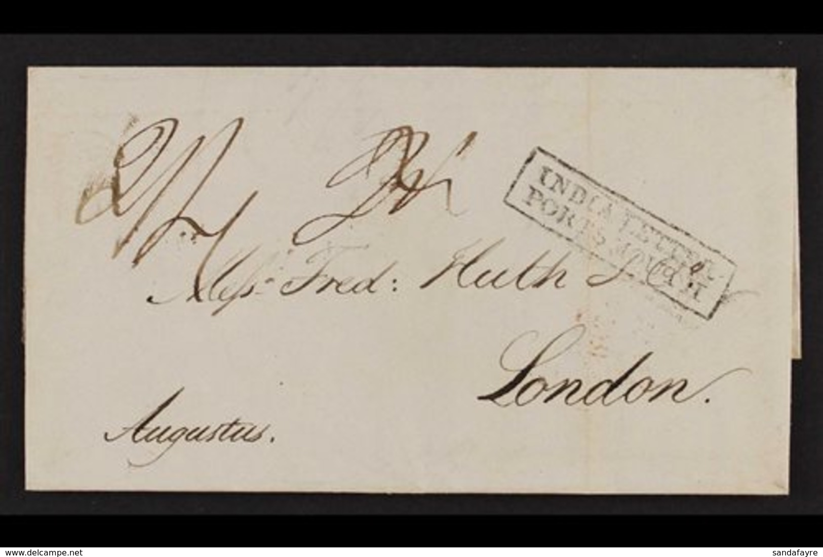 1838 (October) Letter Written In French From Port Louis To Huth In London, Endorsed "AUGUSTUS", And Showing A Red Double - Mauritius (...-1967)