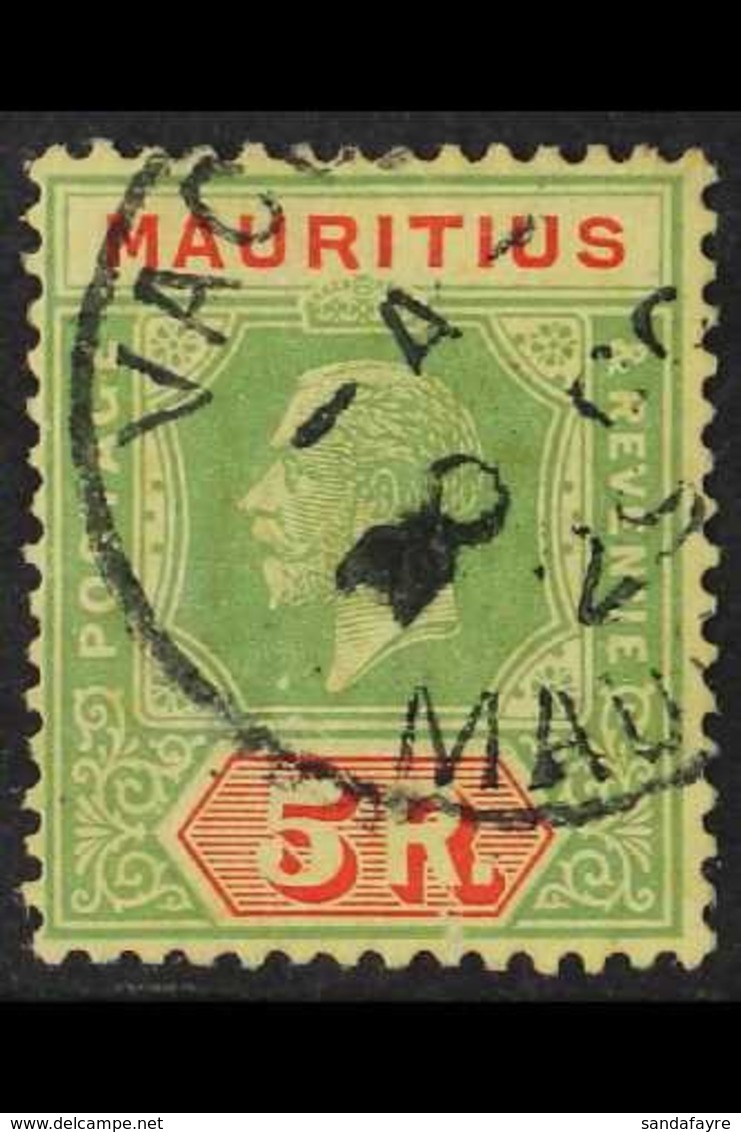 1913-22 5r Green And Red On Pale Yellow, Die II, SG 203b, Very Fine Used. For More Images, Please Visit Http://www.sanda - Maurice (...-1967)