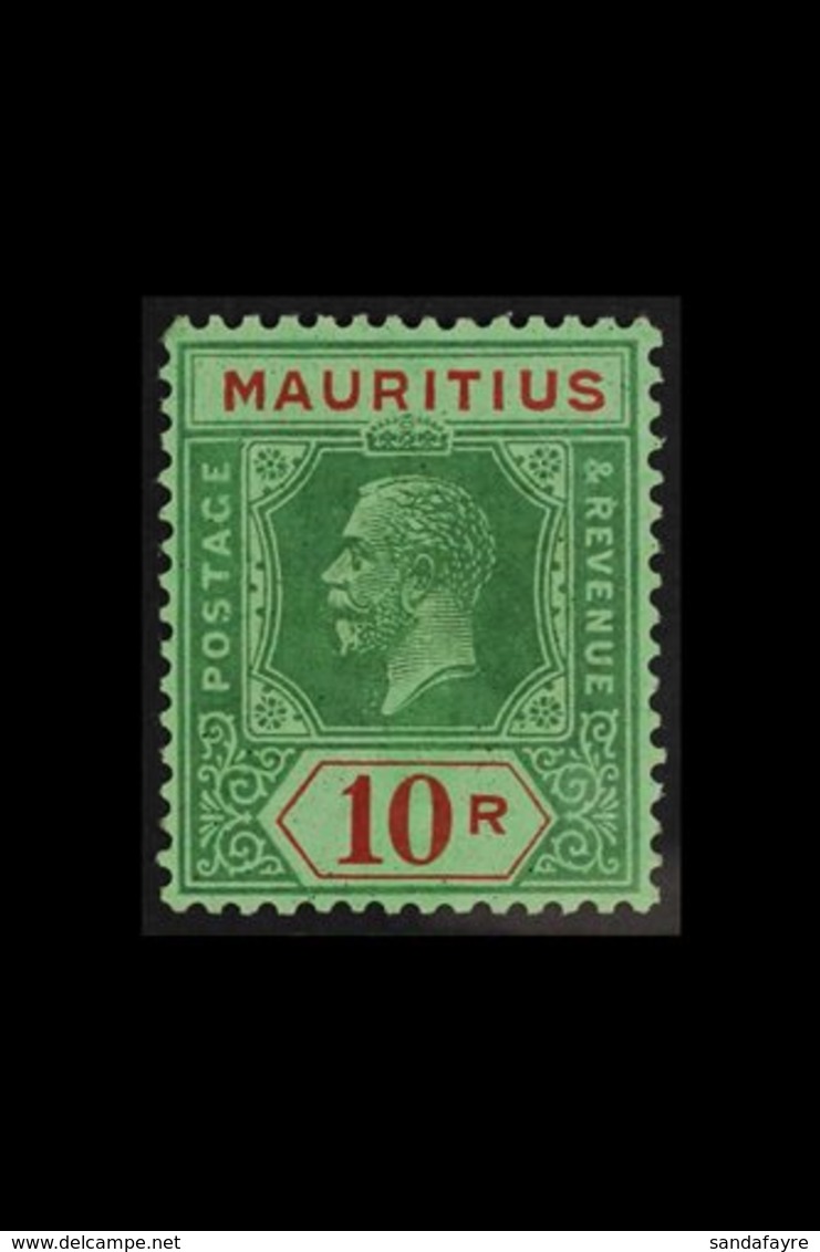 1921 10r Green And Red On Emerald, Wmk Script, SG 241, Very Fine Mint. For More Images, Please Visit Http://www.sandafay - Mauritius (...-1967)