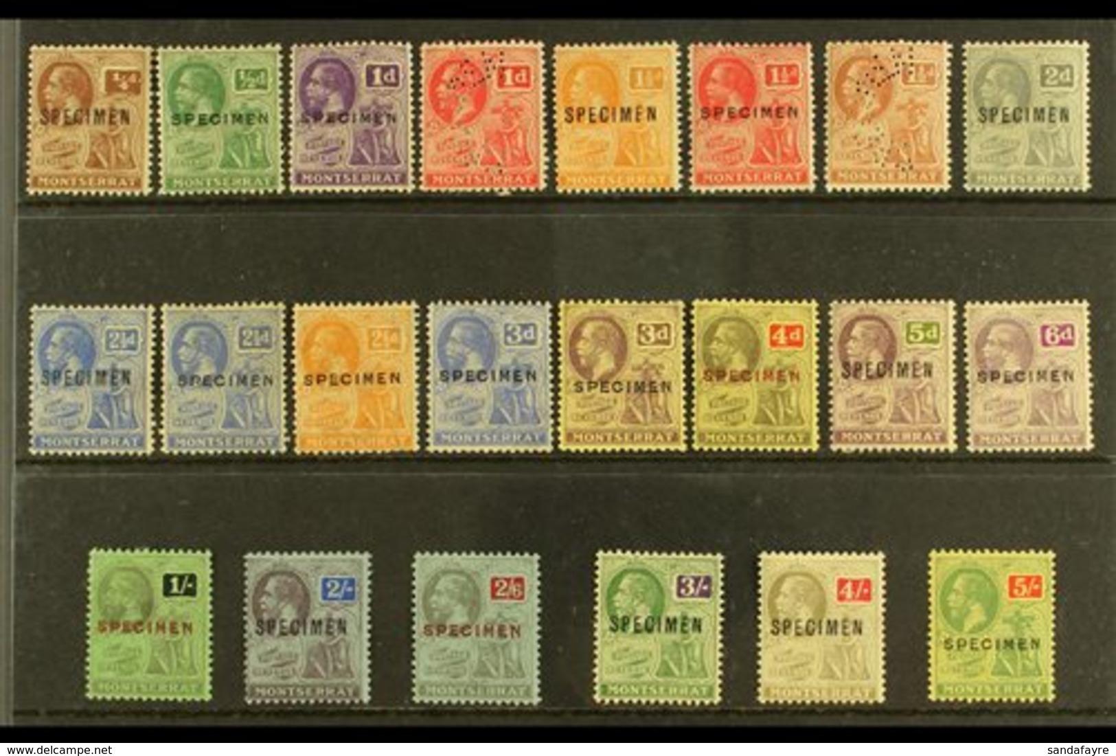 1922 Geo V Set, Wmk Script, Complete With Additional 2½d In Pale Bright Blue, Ovptd Or Perforated "Specimen", SG 63s/83s - Montserrat