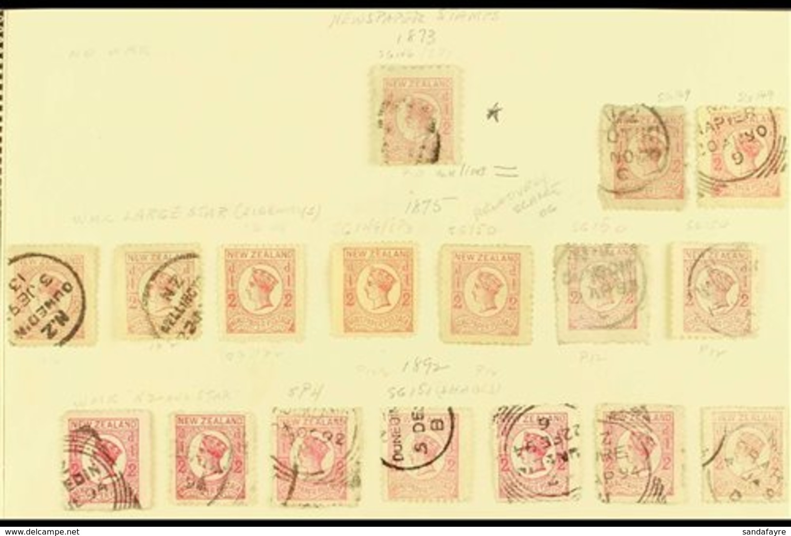 1873-92 NEWSPAPER STAMPS A Mint And Used Group On A Part Of An Album Pages, Includes 1873 ½d , No Wmk, Perf 10, Used, 18 - Otros & Sin Clasificación