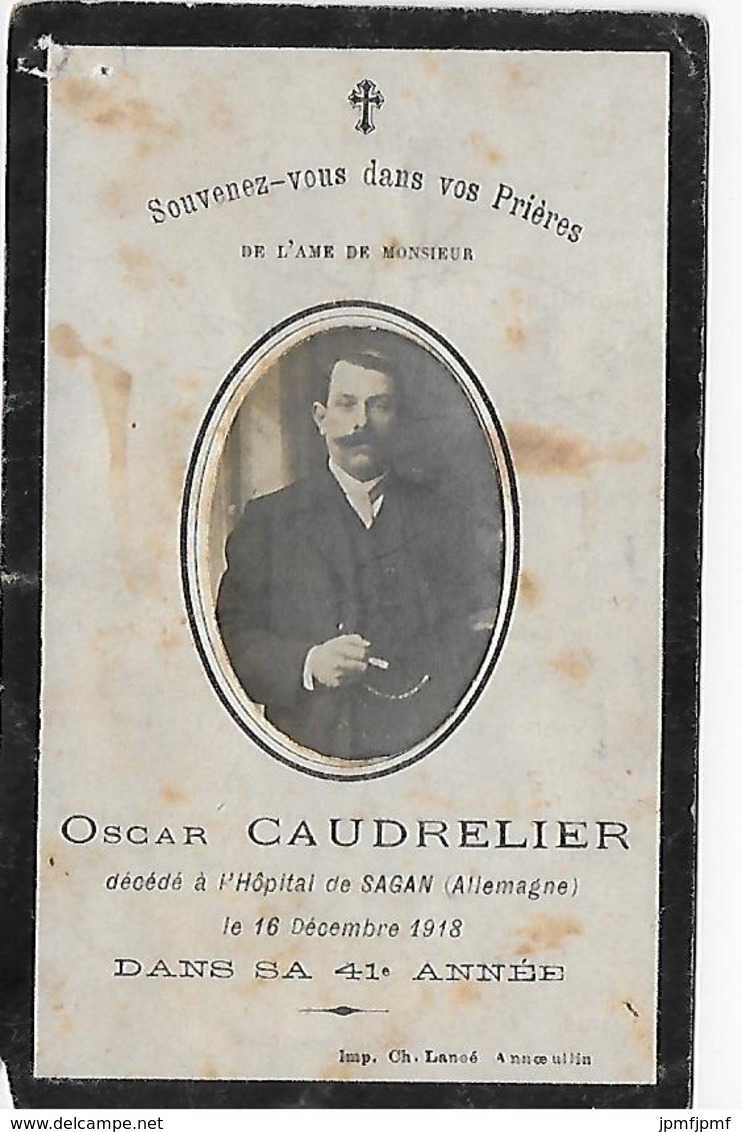 ANNOEULLIN  Souvenir De Décès De Oscar CAUDRELIER En 1918 - Autres & Non Classés