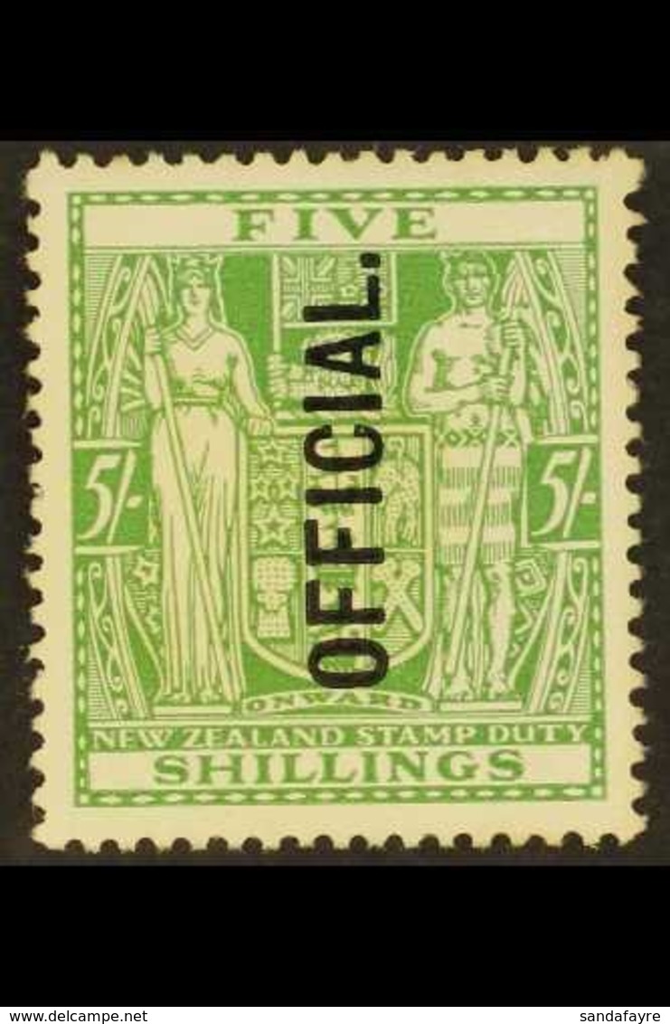 OFFICIAL 1927-33 5s Green, SG O113, Unused, No Gum, Cat.£325. For More Images, Please Visit Http://www.sandafayre.com/it - Otros & Sin Clasificación