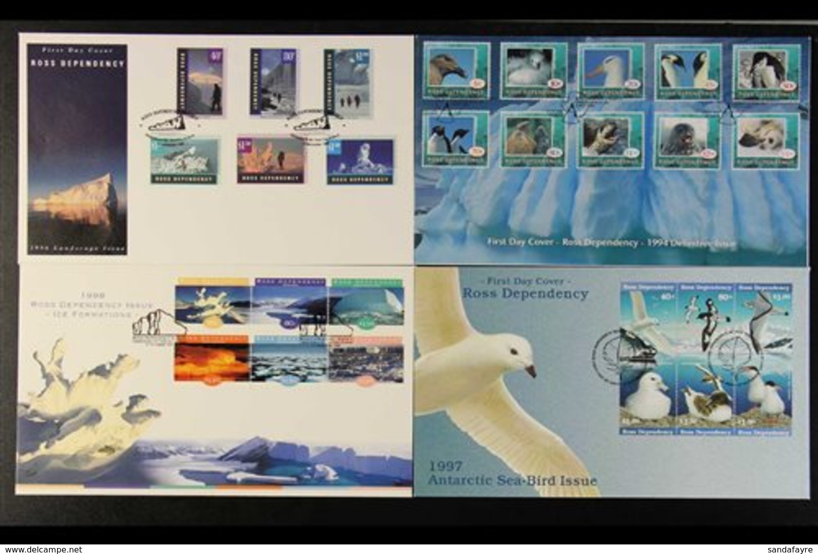 ROSS DEPENDENCY 1994-2002 FIRST DAY COVERS - Small Group Incl. 1994 Defins, 1995 Explorers, 1997 Seabirds In Block Of 6, - Other & Unclassified