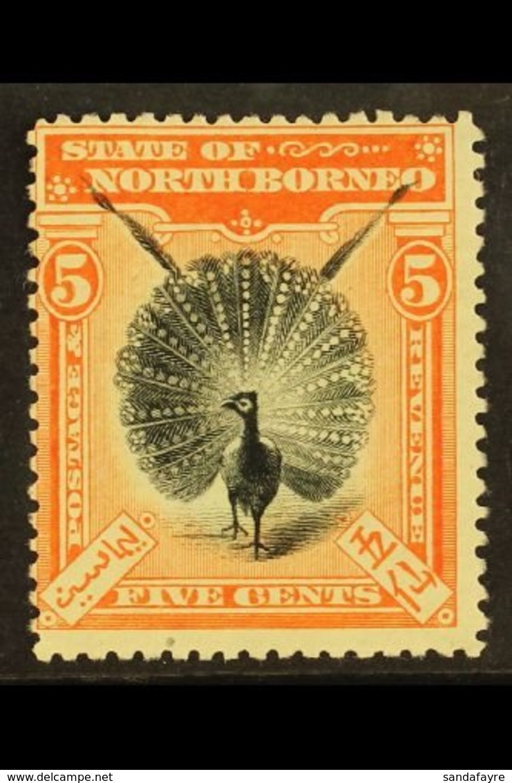 1897 5c Black And Orange Vermilion, Bird Of Paradise, SG 100, Very Fine Mint. For More Images, Please Visit Http://www.s - North Borneo (...-1963)