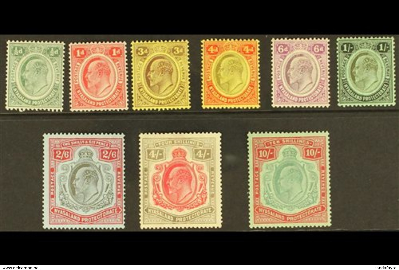 1908 Ed VII Set Complete To 10s, SG 73/80, Very Fine Mint. (9 Stamps) For More Images, Please Visit Http://www.sandafayr - Nyasaland (1907-1953)