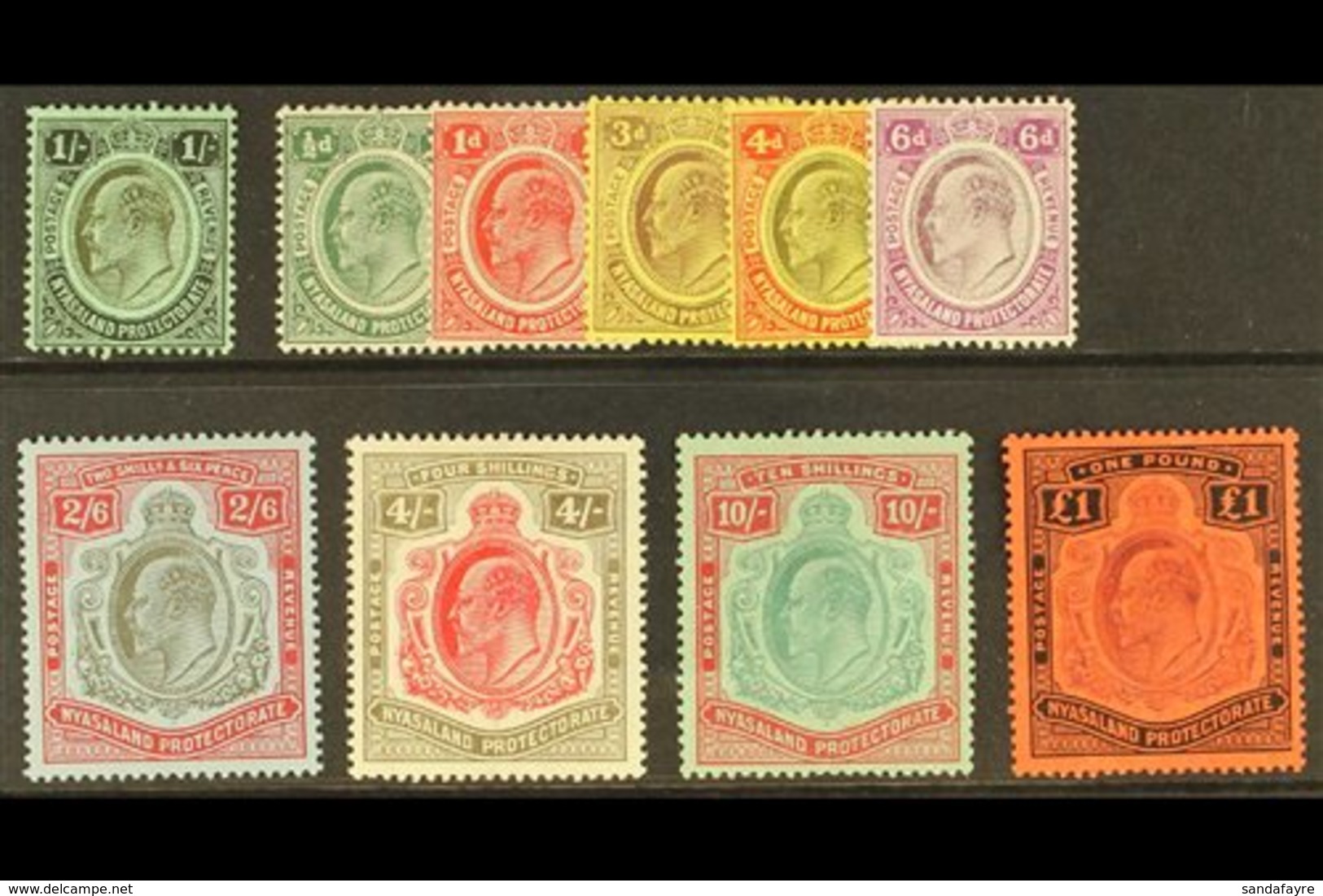1908-11 Complete Set To £1, SG 72/81, Very Fine Mint. (10 Stamps) For More Images, Please Visit Http://www.sandafayre.co - Nyassaland (1907-1953)