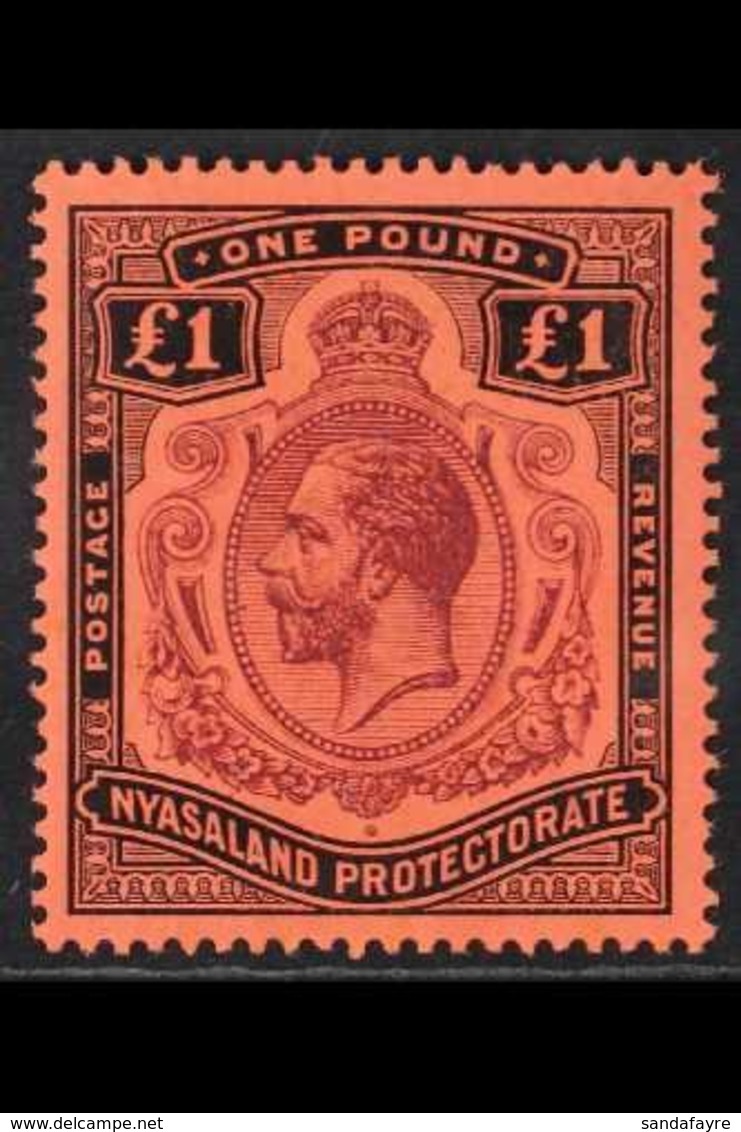 1913 £1 Purple And Black On Red, SG 98, Very Fine Mint. For More Images, Please Visit Http://www.sandafayre.com/itemdeta - Nyasaland (1907-1953)