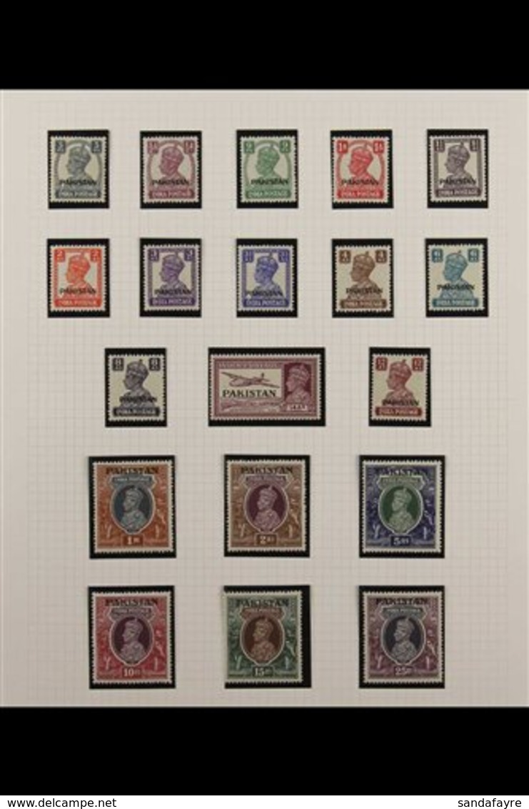 1947-1951 COMPLETE SUPERB MINT COLLECTION In Hingeless Mounts On Leaves, ALL DIFFERENT, Includes 1947 Opts Set, 1948-57  - Pakistan