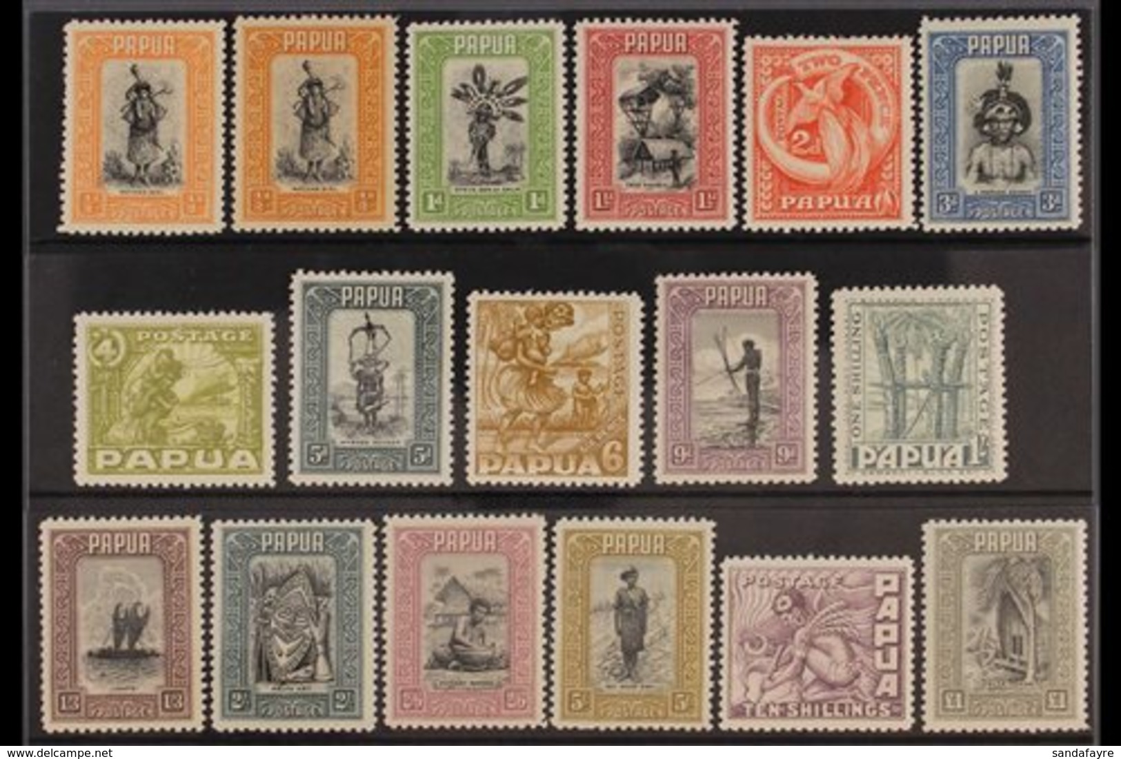 1932-40 Complete Pictorial Definitive Set Including Both ½d Shades, SG 130/145, Mint With Lovely Fresh Colours. (17 Stam - Papúa Nueva Guinea