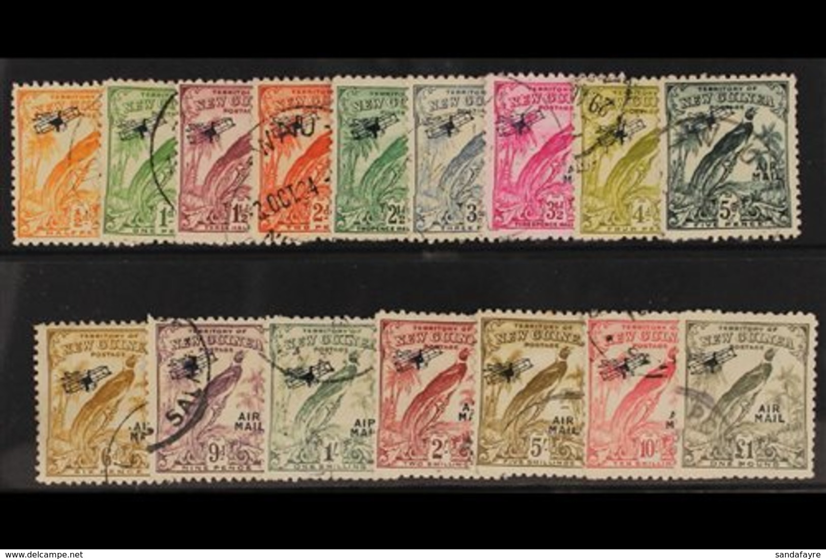 1932 Air Mail Overprint Set Complete, SG 190/203, Very Fine Used. (16 Stamps) For More Images, Please Visit Http://www.s - Papouasie-Nouvelle-Guinée