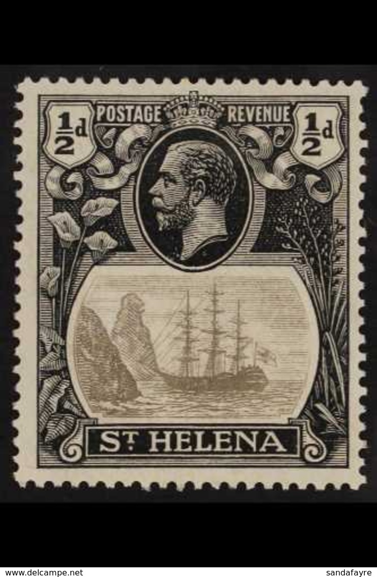 1922-37 ½d Grey-black And Black With "CLEFT ROCK" Variety, SG 97c, Very Fine Mint. For More Images, Please Visit Http:// - Isla Sta Helena