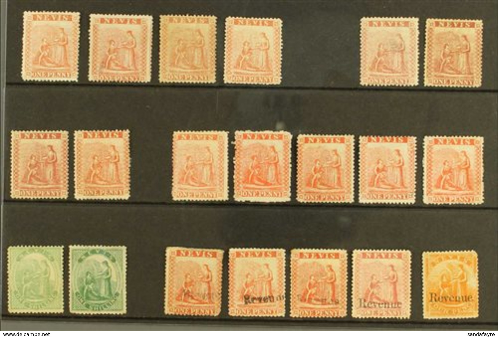 1876-82 CLASSIC ISSUES. An Attractive Mint & Unused Collection On A Stock Card. Includes 1876-78 Lithographed 1d Mint Or - St.Christopher-Nevis-Anguilla (...-1980)
