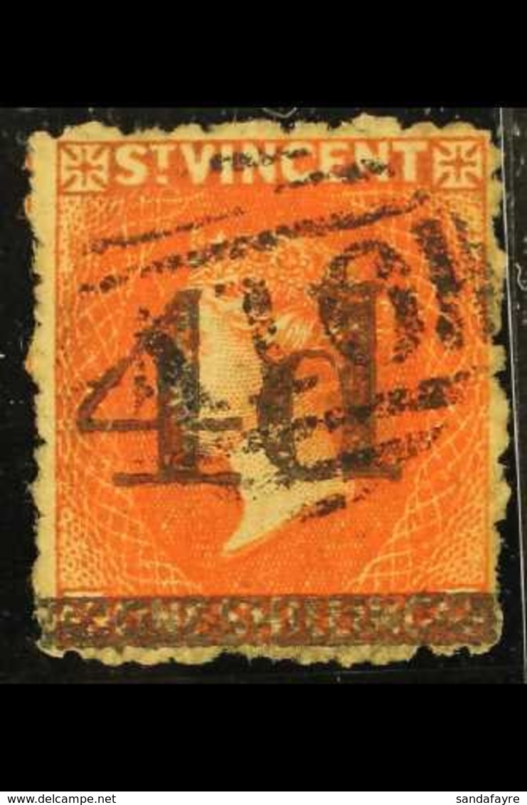 1881 4d On 1s Bright Vermilion, SG 35, Very Fine Used, Particularly Well- Centered For This Extremely Scarce Stamp. For  - St.Vincent (...-1979)