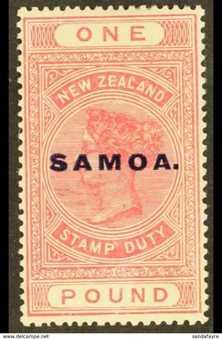 1925-28 £1 Rose Pink "Postal Fiscal" Overprinted "SAMOA" In Blue, SG 166d, Fine Mint For More Images, Please Visit Http: - Samoa