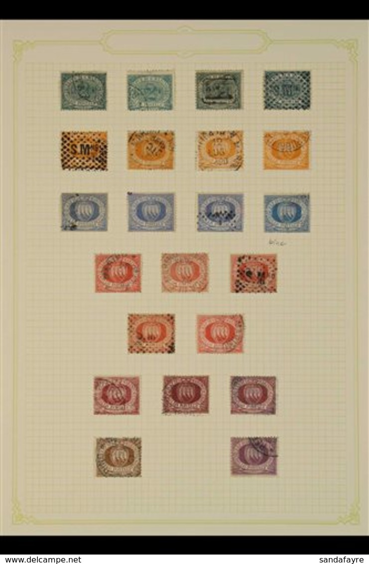 1877-90 USED COLLECTION With Shades & Postmark Interest Displayed On A Page, Includes 1877-90 Complete Set (SG 1/7, Sass - Other & Unclassified