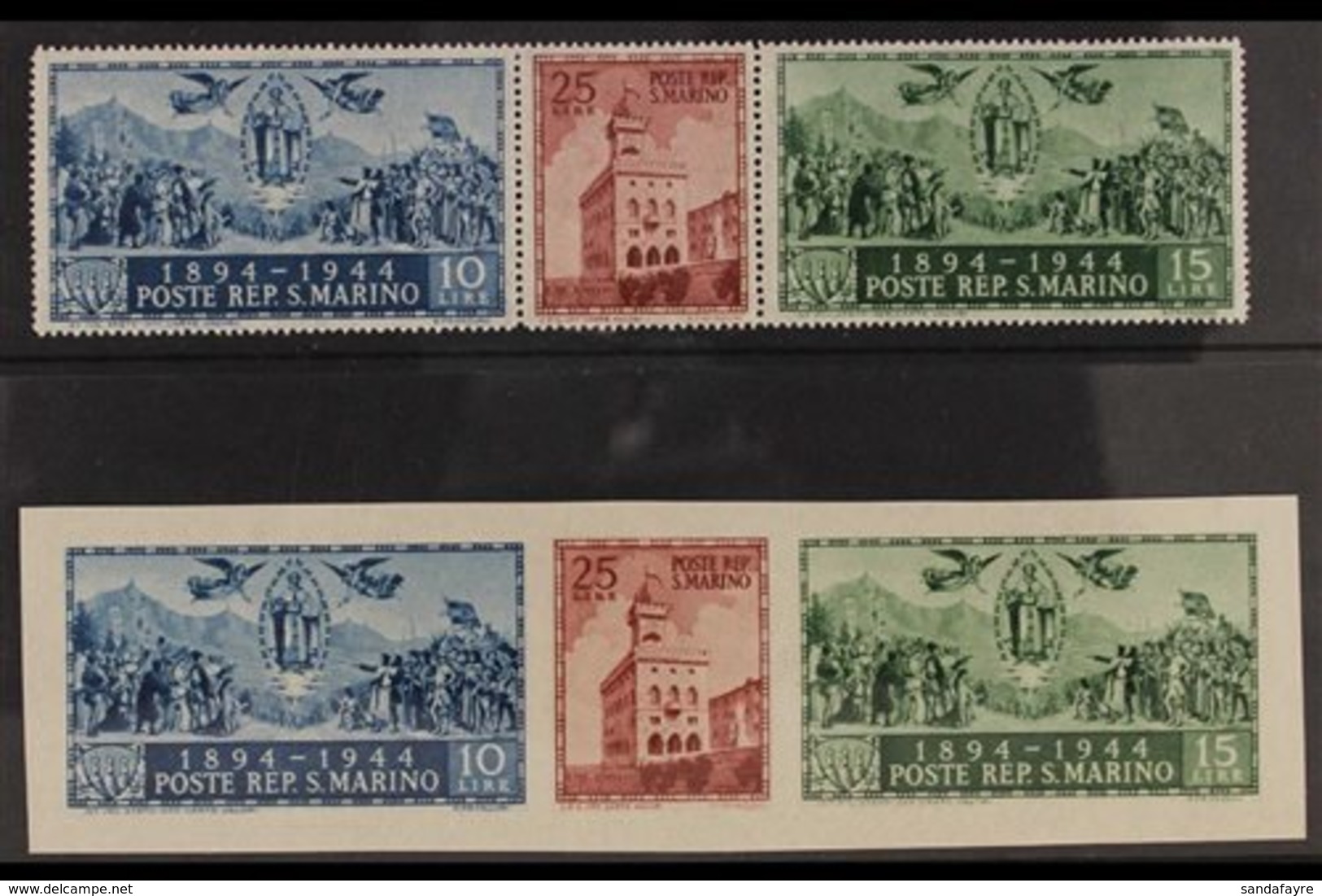 1945 Government Palace Both Perf & Imperf Sets From Mini-sheets (Sassone 278A/F, Michel 315/17 A+B), Never Hinged Mint H - Otros & Sin Clasificación