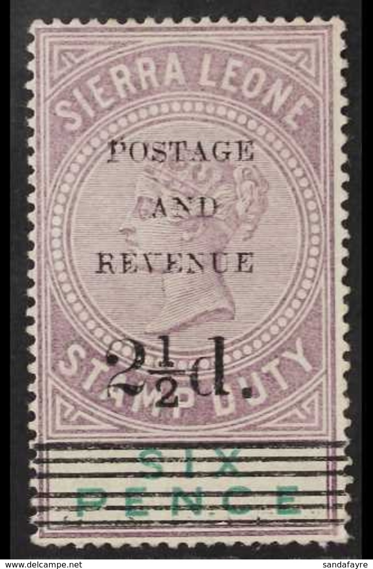 1897 2½d On 6d Dull Purple And Green, SG 61, Very Fine Mint, Gum Bend. For More Images, Please Visit Http://www.sandafay - Sierra Leona (...-1960)