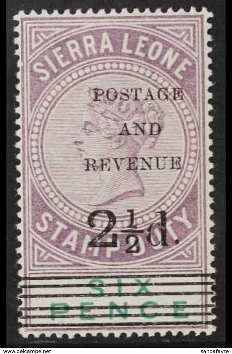 1897 2½d On 6d Dull Purple And Green, SG 60, Very Fine Never Hinged Mint. For More Images, Please Visit Http://www.sanda - Sierra Leona (...-1960)
