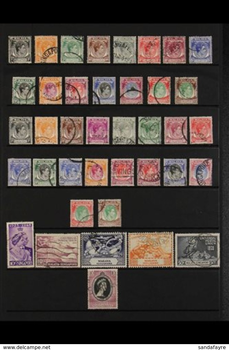 1948-91 USED COLLECTION A Most Useful, Used Collection Collection That Includes Both KGVI Perf Sets, 1955-59 Pictorial S - Singapore (...-1959)