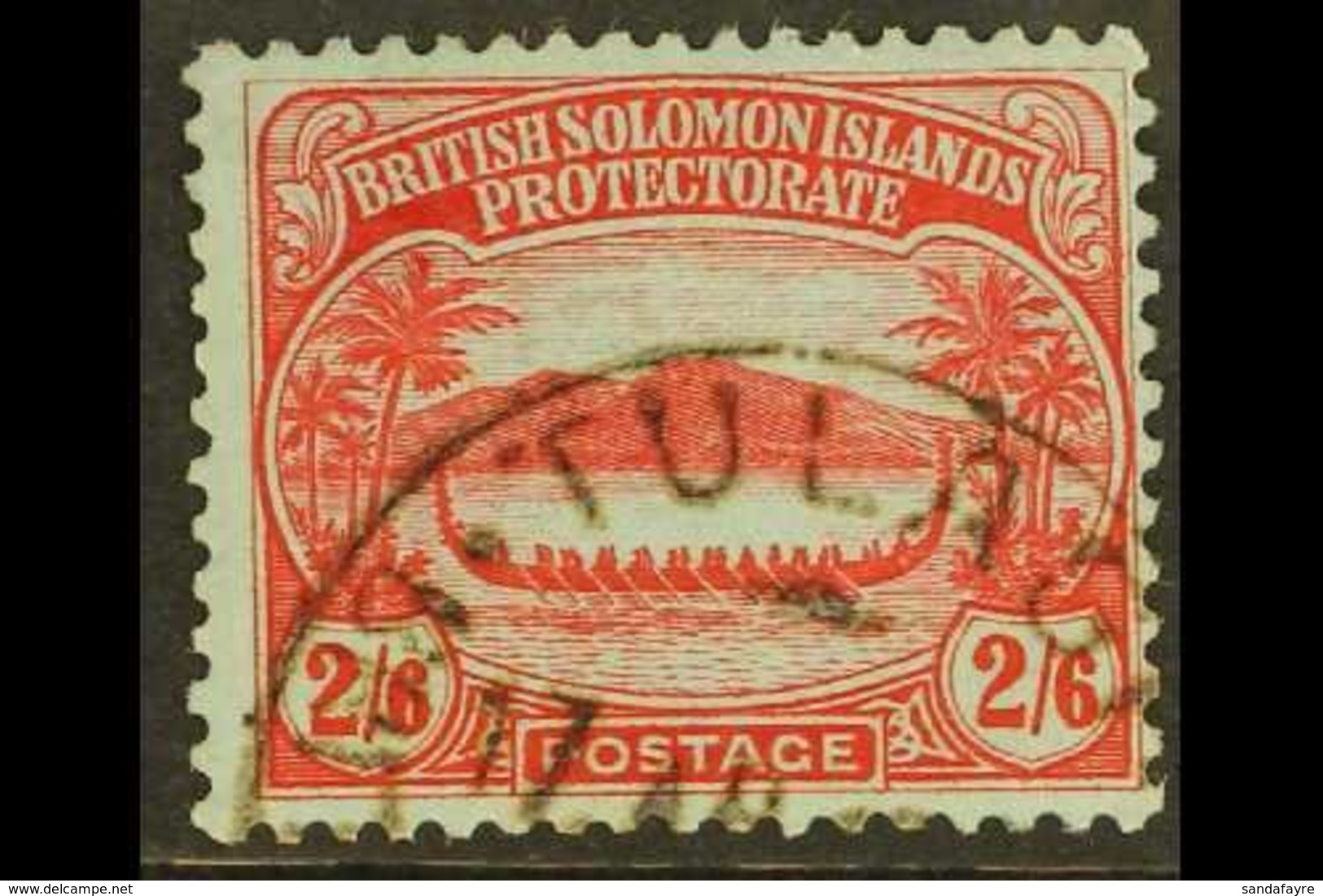 1908-11 2s6d Red/blue "Canoe", SG 16, Fine Used For More Images, Please Visit Http://www.sandafayre.com/itemdetails.aspx - British Solomon Islands (...-1978)