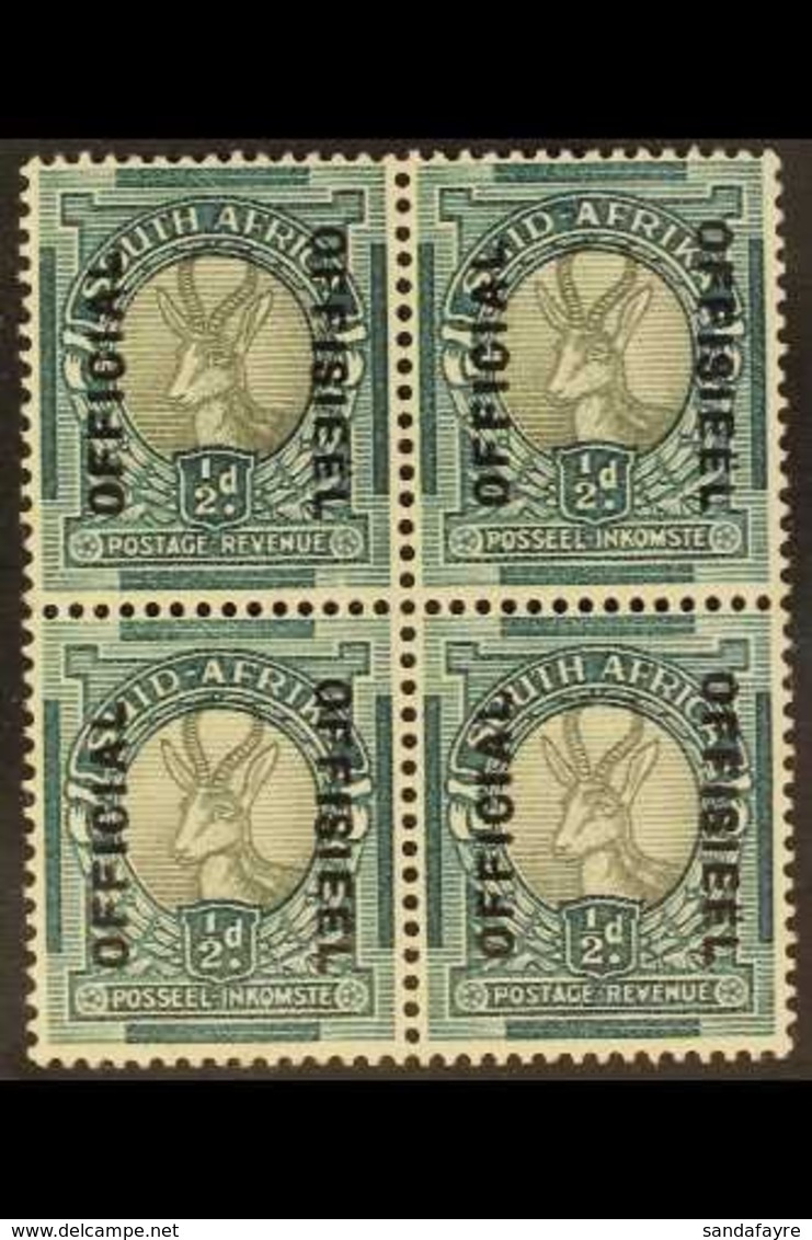 OFFICIAL 1937-44 ½d Green & Black, SG O32, Block Of 4, Lower Pair Never Hinged, A Fine Mint Block (2 Pairs) For More Ima - Unclassified