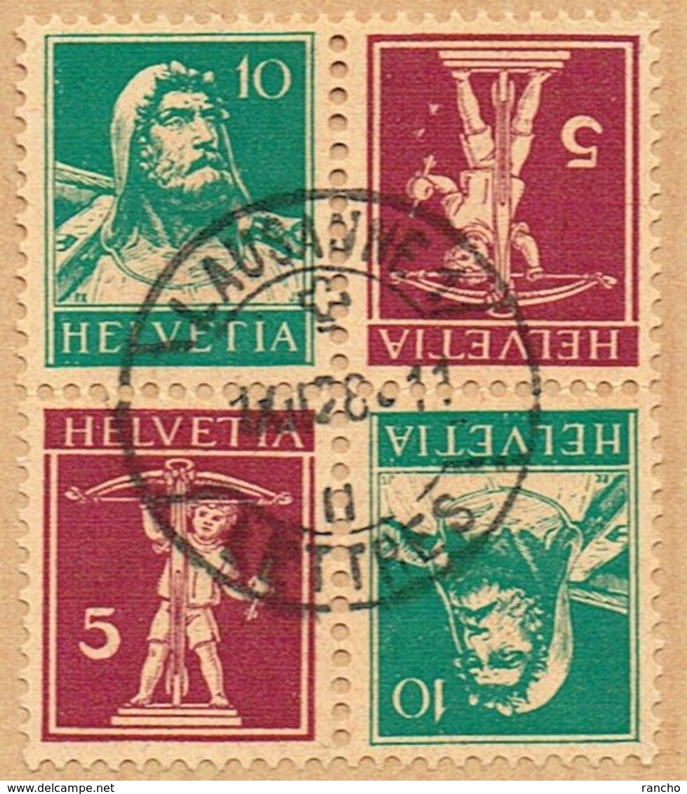 TÊTE-BÊCHE BLOC TIMBRES OBLITERES 1927/28. C/.S.B.K. Nr:K23. Y&TELLIER Nr:198a/200a. MICHEL Nr:K24. - Tete Beche