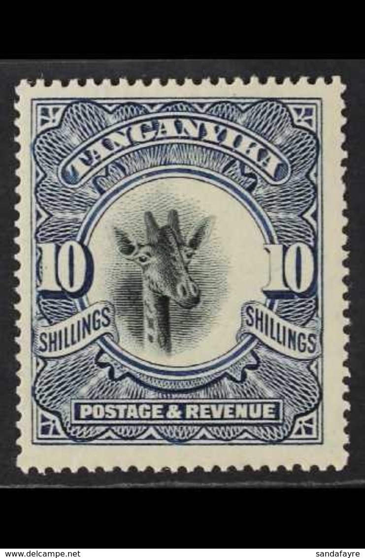 1922 10s Deep Blue Giraffe, Wmk Upright, SG 87a, Fine Mint. For More Images, Please Visit Http://www.sandafayre.com/item - Tanganyika (...-1932)