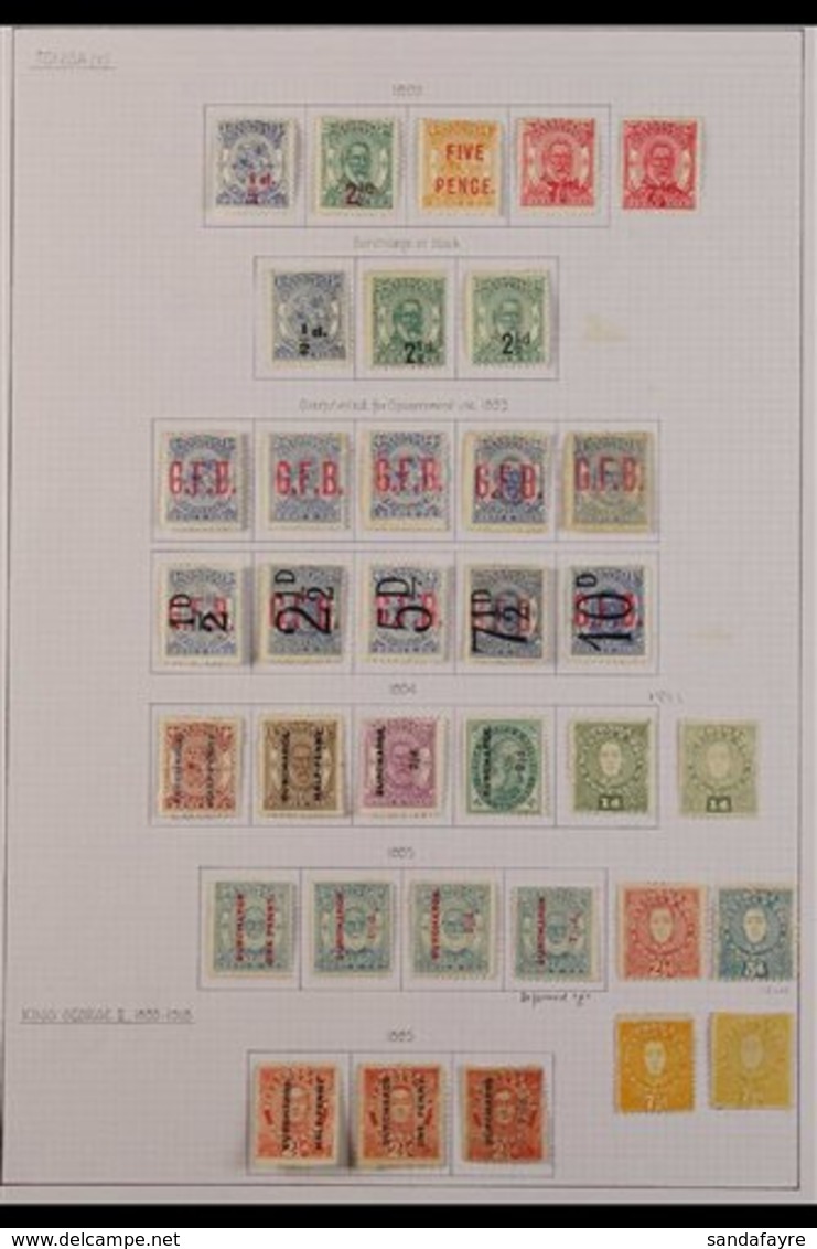 1886-1895 ATTRACTIVE MINT COLLECTION On Leaves, Includes 1886-88 Sets (x2) With Shades & Perf Types, 1891 Surcharges Set - Tonga (...-1970)