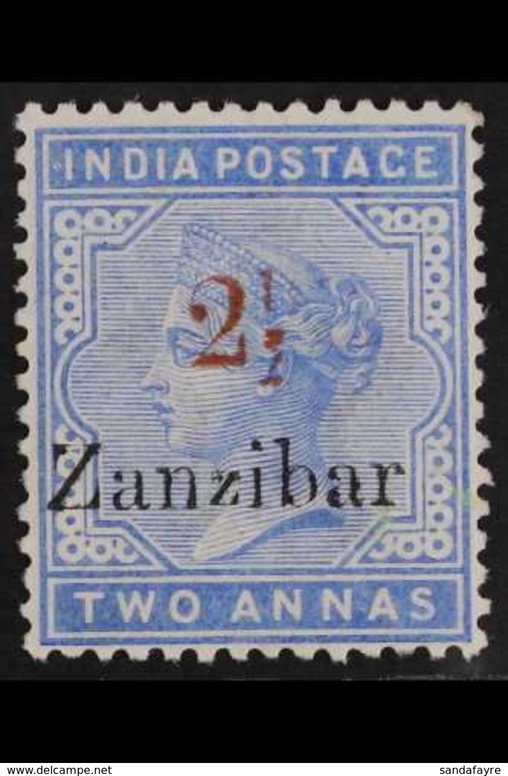 1895-8 "2½" In Red On 2a Dull Blue, SG 38, Very Fine Mint. For More Images, Please Visit Http://www.sandafayre.com/itemd - Zanzibar (...-1963)