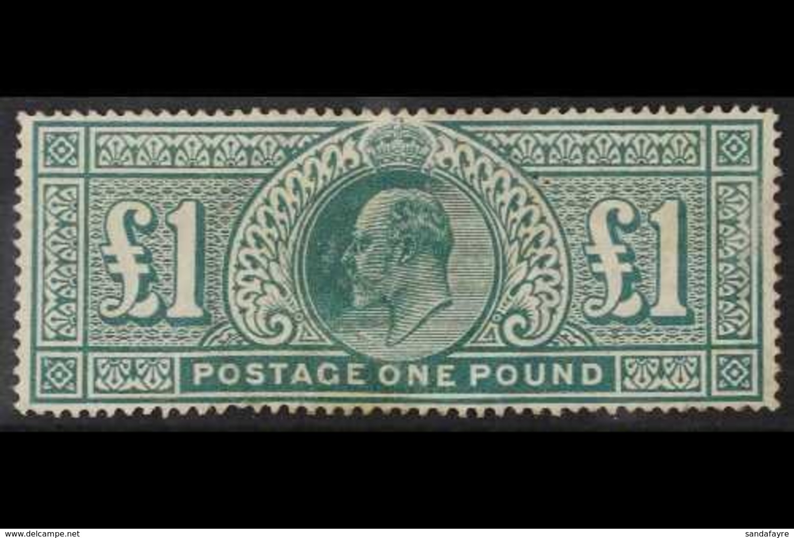 1902-10 £1 Dull Blue-green, SG 266, Mint, Large Part Original Gum, Indistinguishable Pressed Crease And Minor Surface Ab - Unclassified