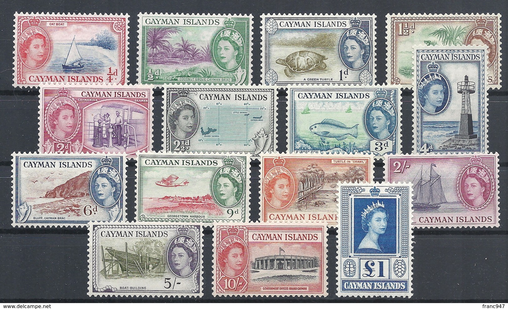 Cayman Isl., 1953 Queen Elizabeth & Views, Set Of 15v # S.G. 148-61 - Michel 136-50 - Scott 135-49  MNH - Cayman Islands