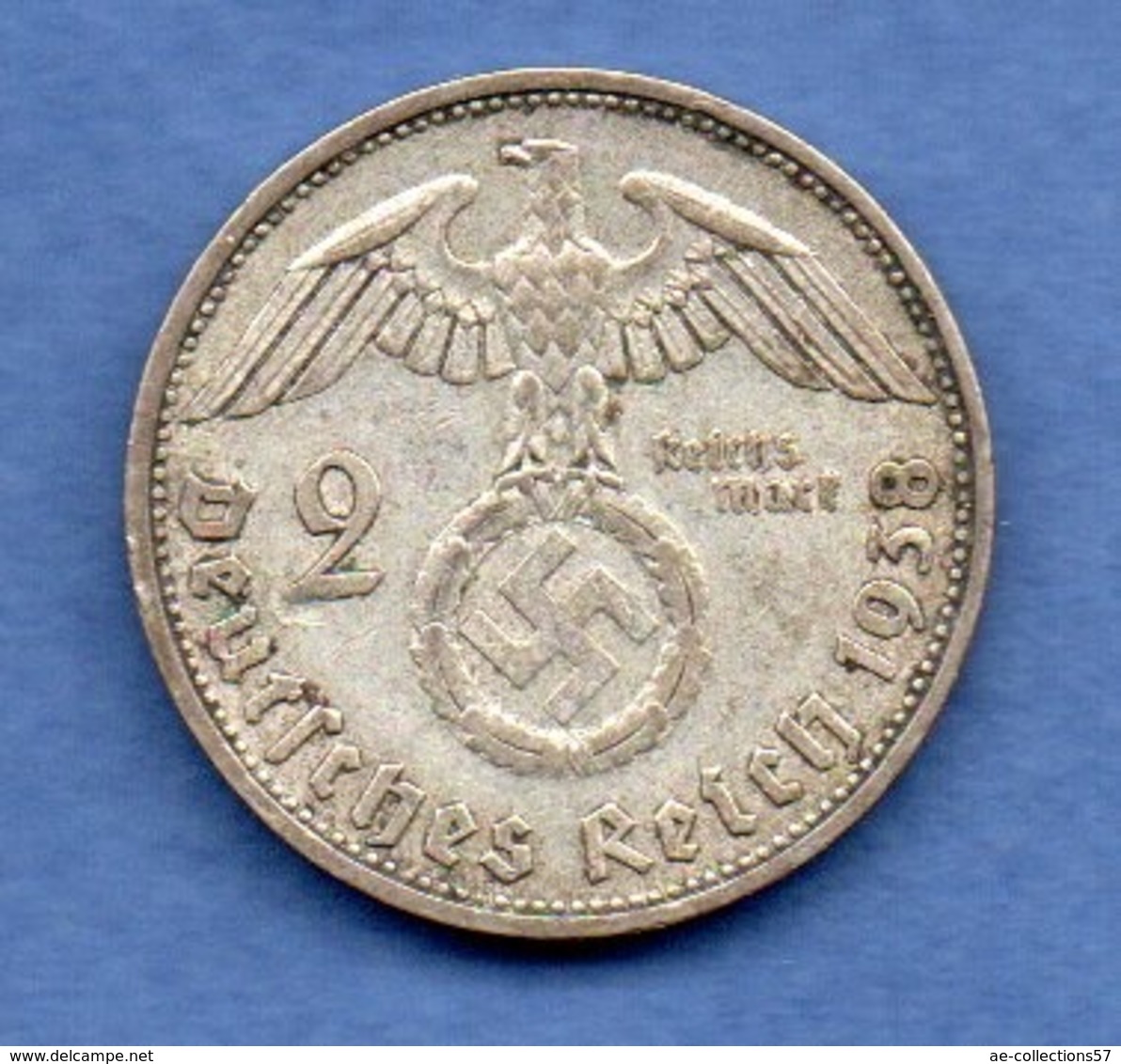 Allemagne  -  2 Reichsmark  -  1938 D  - état  TTB - 2 Reichsmark