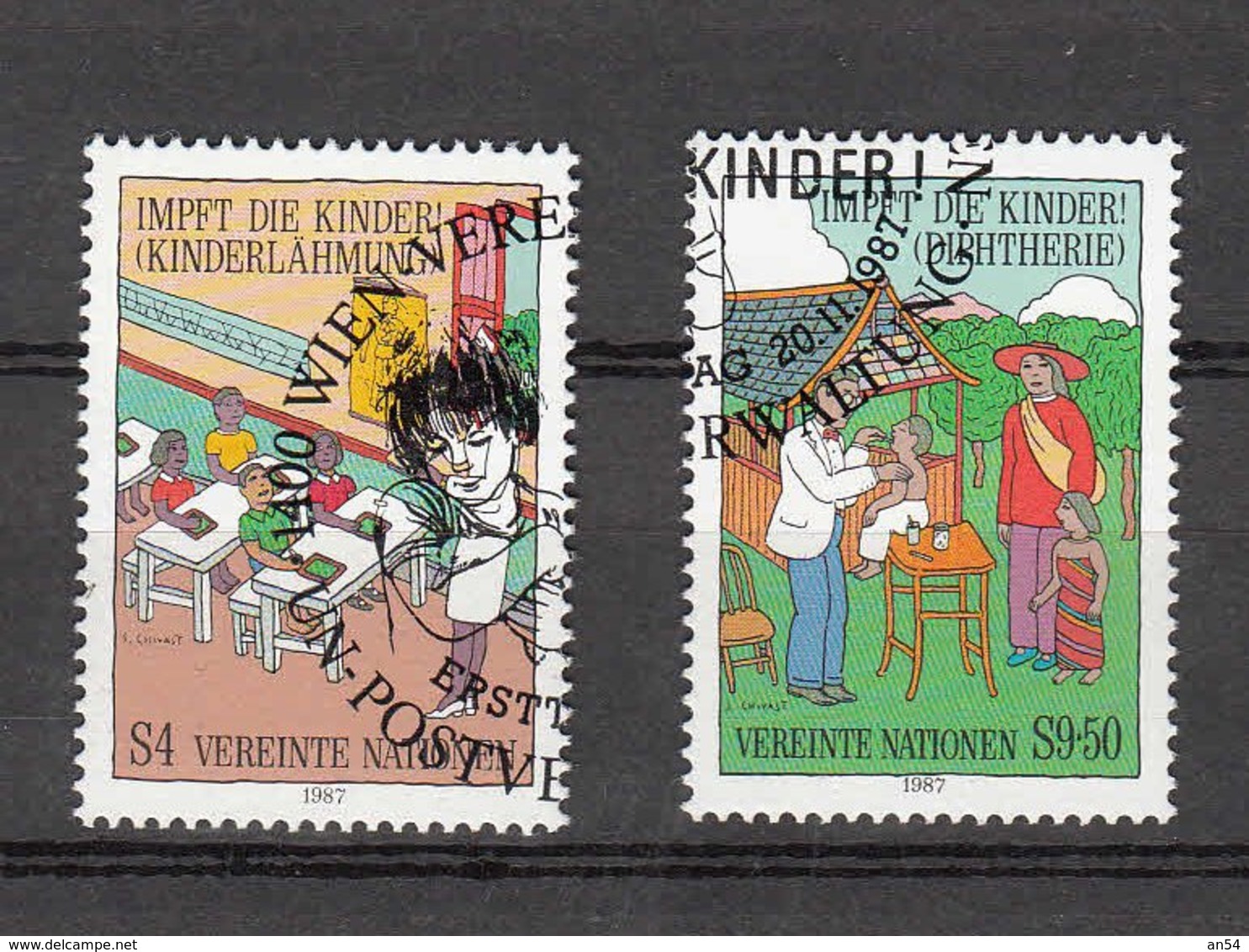 NATIONS  UNIES  VIENNE   1987      N° 77 - 78   OBLITERES         CATALOGUE YVERT - Oblitérés