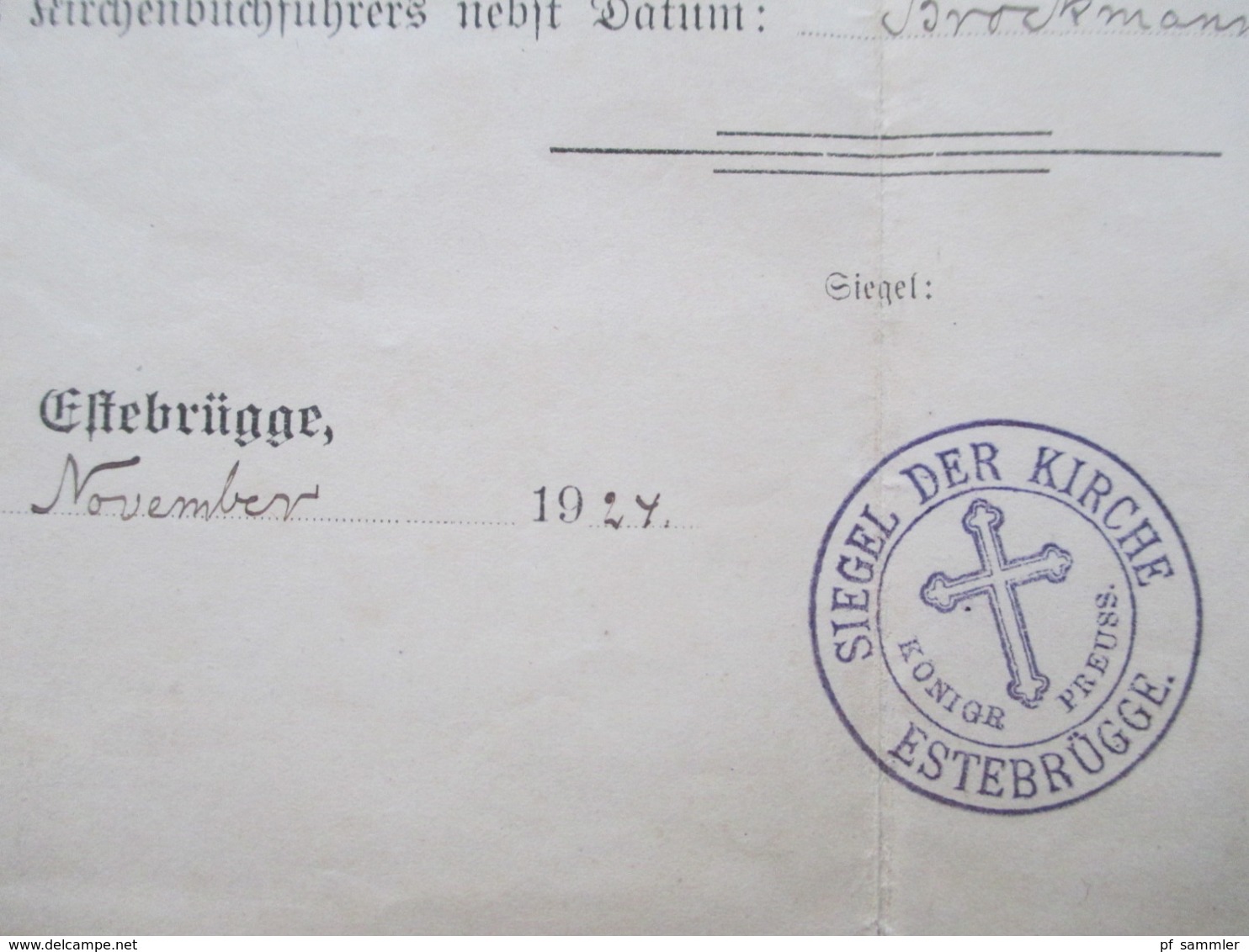 Dokument 1893 Auszug Aus Dem Taufverzeichnis Kirchengemeine Estebrügge Im Kreise Jork Provinz Hannover - Historische Dokumente