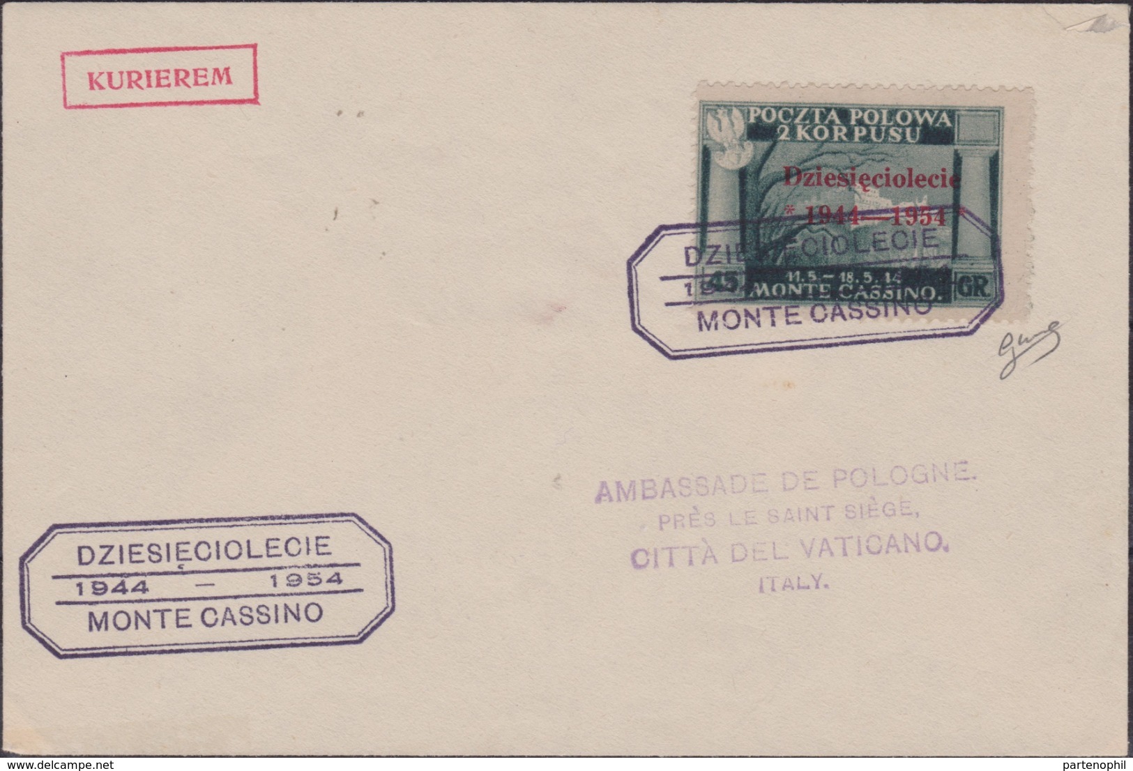 Corpo Polacco - 283 - Corpo Polacco Di Londra, Lettera Affrancata Col 45 G.verde Scuro Con Soprastampa In Carminio N. 4 - 1946-47 Corpo Polacco Periode