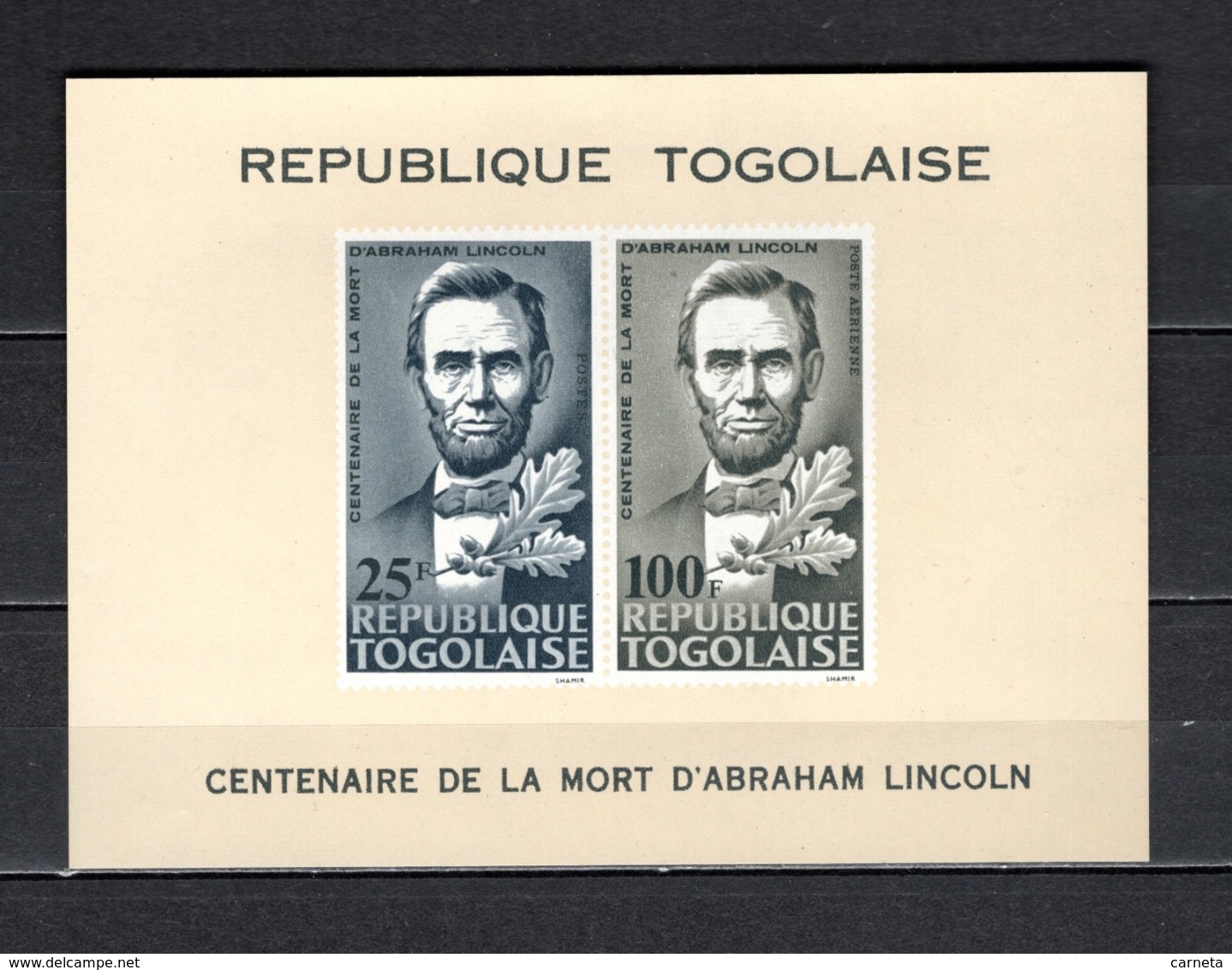 TOGO BLOC N° 16  NEUF SANS CHARNIERE COTE  5.00€    PRESIDENT LINCOLN - Togo (1960-...)