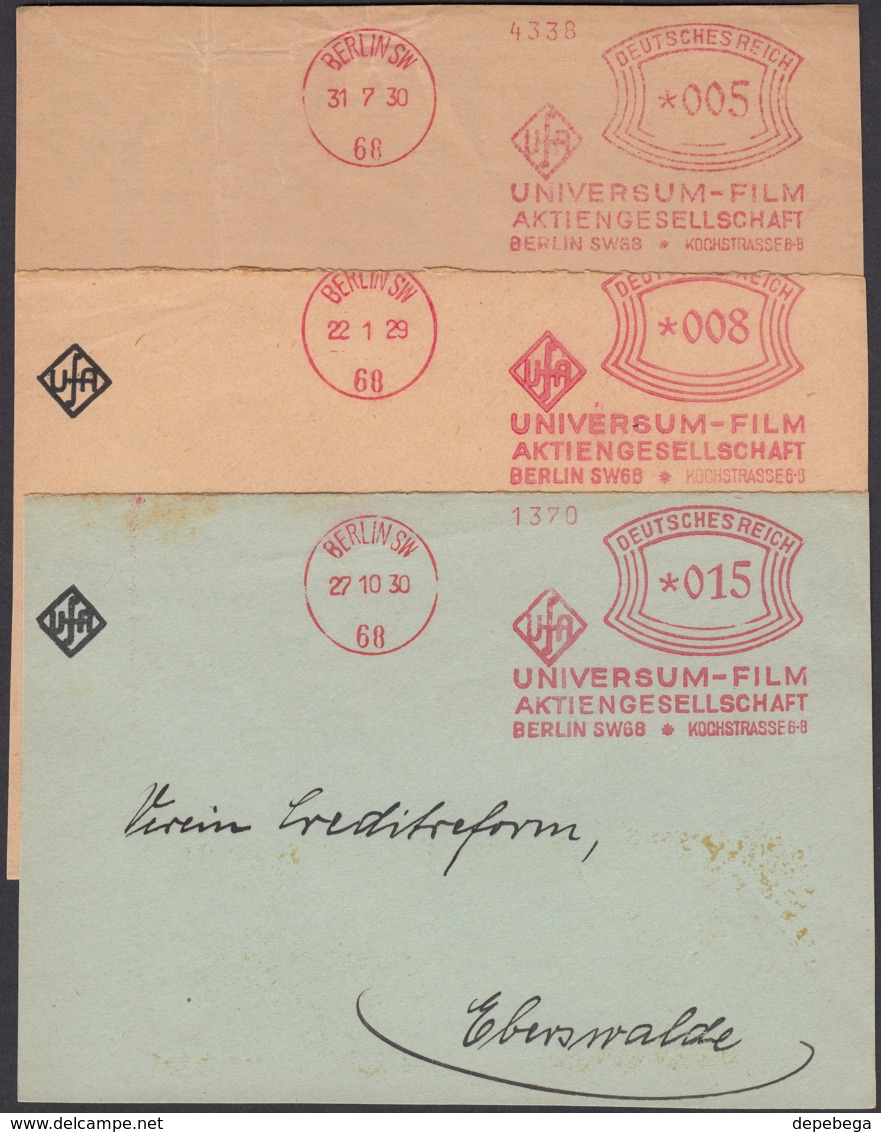 DR. Freistempel, 'UNIVERSUM - FILM AG.'. BERLIN SW-68, 1929-'30. Front Cover / Briefstück! - Franking Machines (EMA)