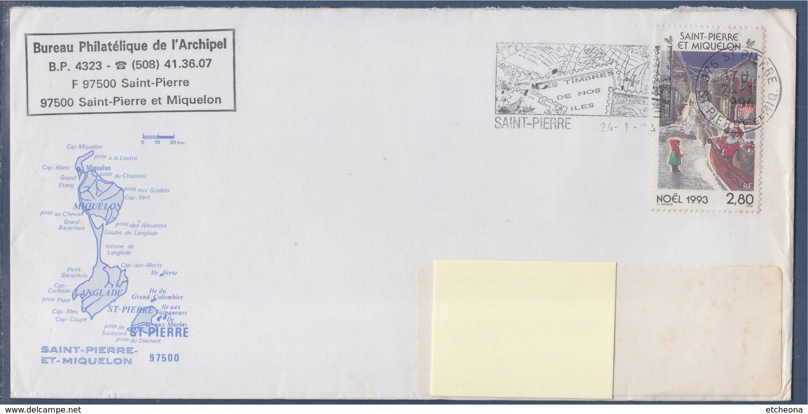 = Saint Pierre Et Miquelon Flamme Les Timbres De Nos Iles Saint Pierre Le 24.1.94 N° 591 - Cartas & Documentos